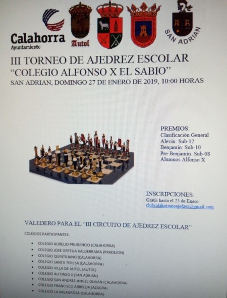 III Torneo de ajedrez escolar “Colegio Alfonso X El Sabio”