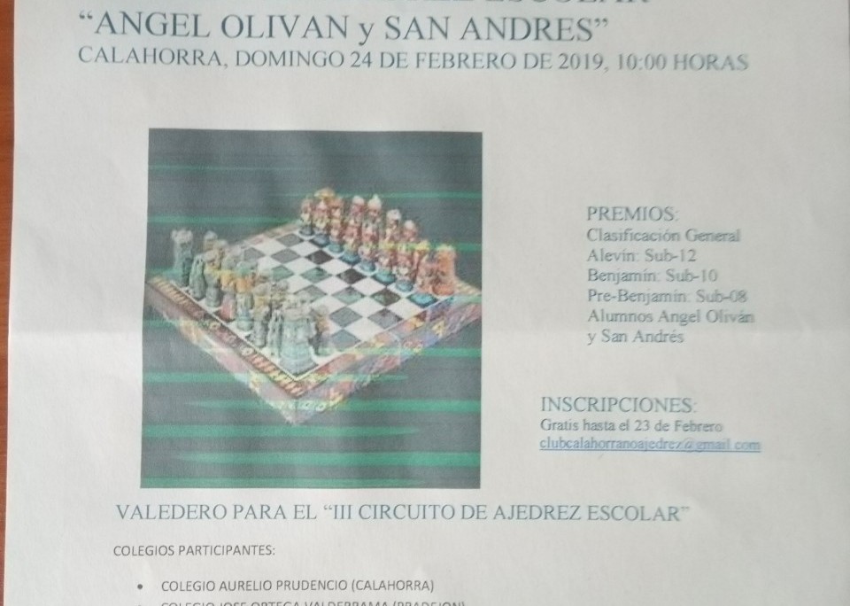 I Torneo de Ajedrez Escolar “Ángel Oliván y San Andrés”